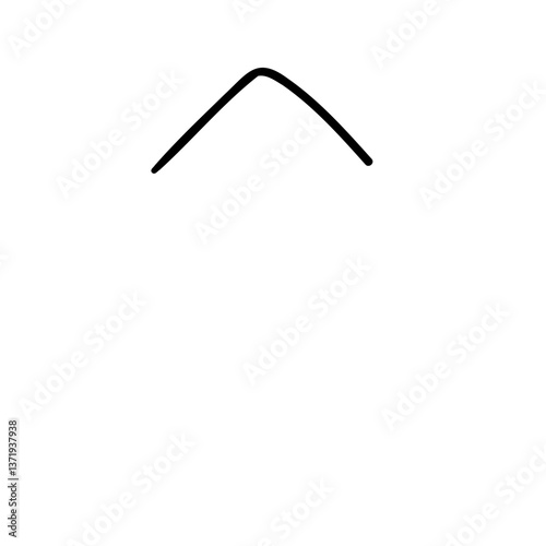 Slim caret symbol in outline hand drawn style. Vector illustration isolated on white background. For typography, font, shop, logo, alphabet, sales, signboard, education, branding, presentation.