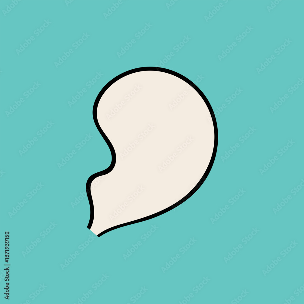 Simple, light beige speech bubble, outlined in black, against a teal background Simple, light beige speech bubble, outlined in black, against a teal background