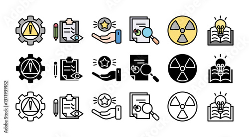 HACCP icon set with multiple style hazard analysis and critical control points acronym in food safety management system