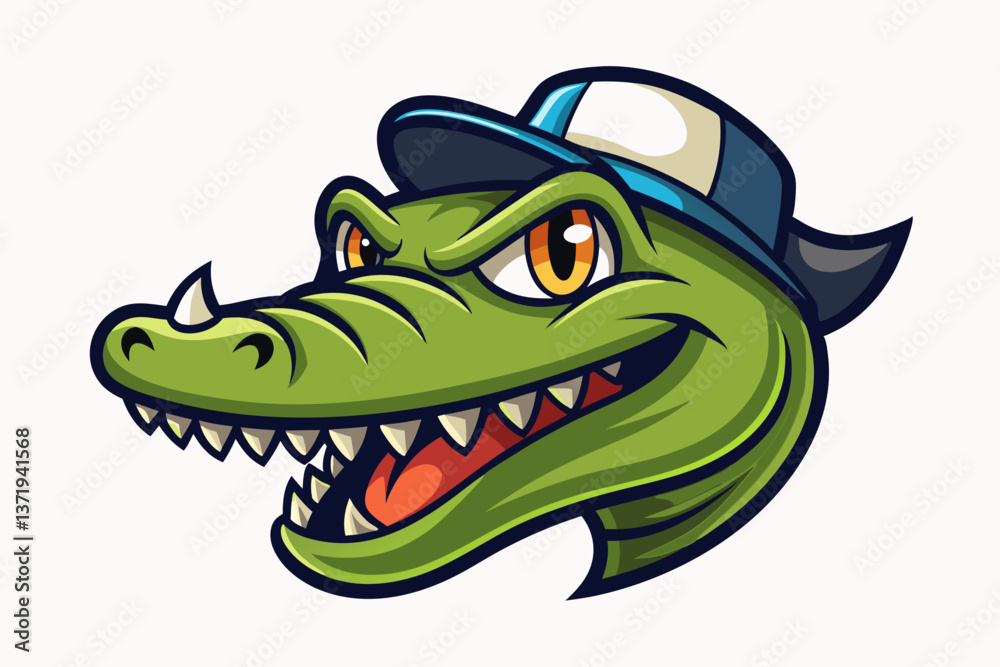 crocodile head with nice cap logo vector crocodile head with nice cap logo vector