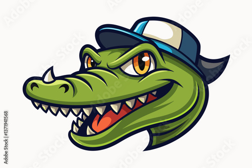 crocodile head with nice cap logo vector