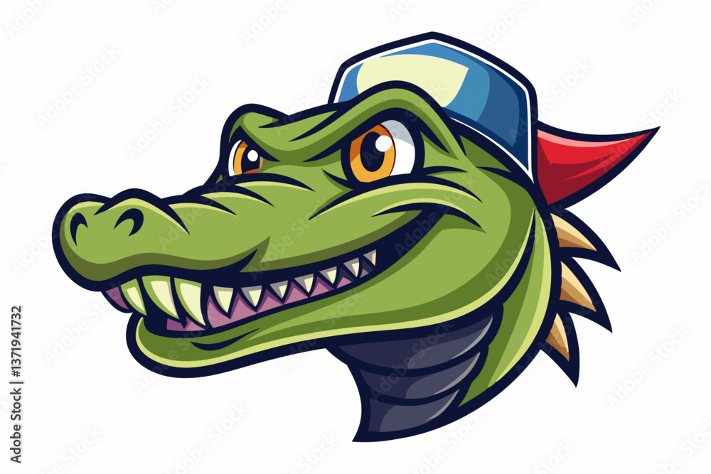 Obraz premium crocodile head with nice cap logo vector