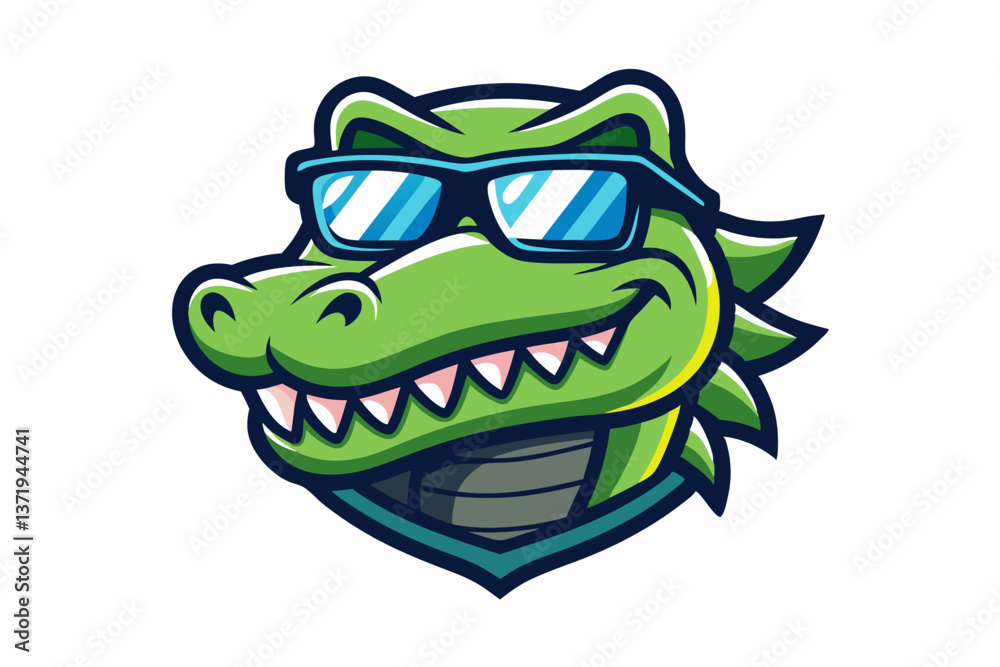 Obraz premium funny crocodile head with nice sunglasses