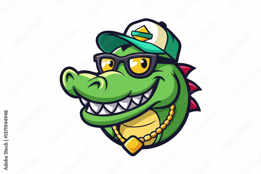 Obraz premium funny crocodile head with nice sunglasses