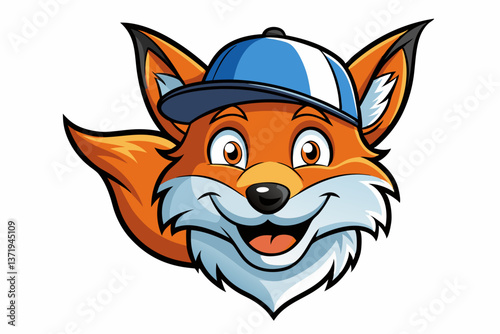 funny fox head with cap logo vector