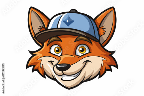 funny fox head with cap logo vector