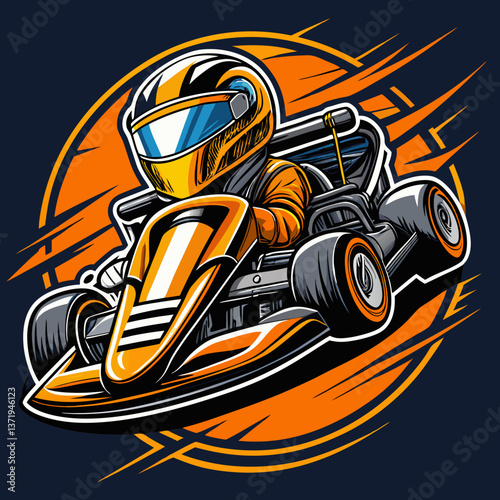go kart racing t-shirt design vector illustration