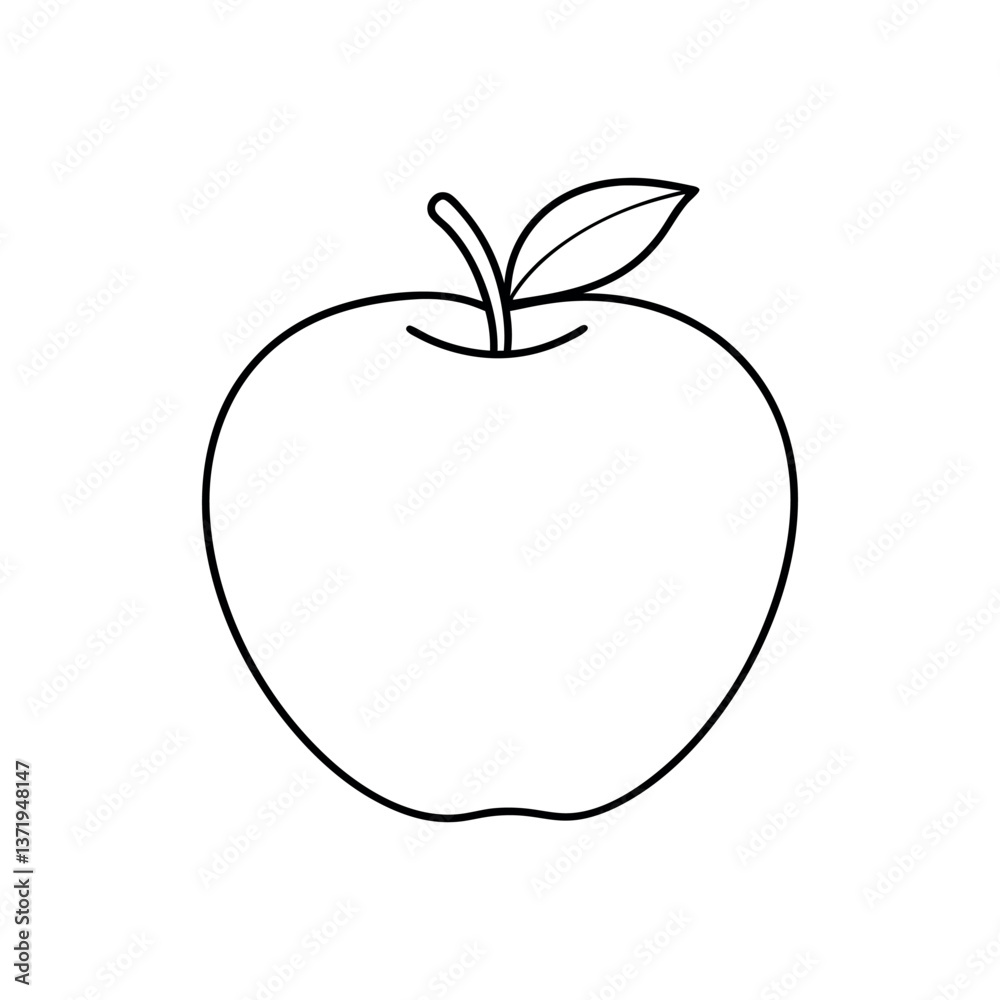 Sketch of an apple, black and white color