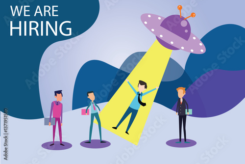 We are Hiring.  Employees welcomed by a UFO