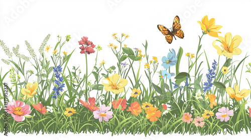 perfect grass isolated for spring border