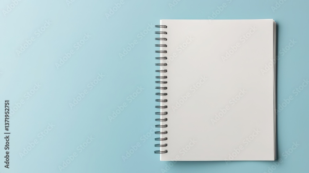 Blank Spiral Notebook on Blue Background for Creative Use Blank Spiral Notebook on Blue Background for Creative Use