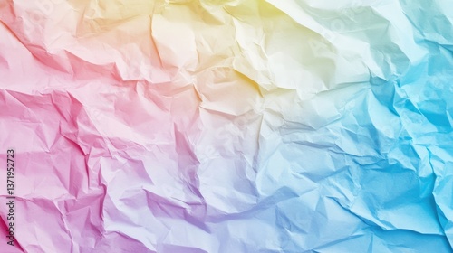 Wallpaper Mural Crumpled Paper Texture with Pastel Gradient in Soft Pink, Blue, and Yellow Tones for Creative Backgrounds and Designs Torontodigital.ca