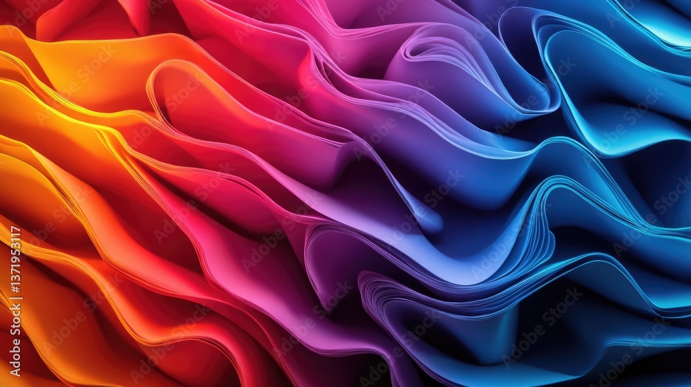 Obraz premium Vibrant Color Waves in Abstract Composition with Dynamic Flow and Soft Curves Creating a Mesmerizing Visual Experience