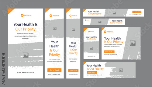 Medical healthcare service Social Media Post Template, hospital clinic promotion web banner, medical social media post, business promotion banner for doctor, medical social media post set