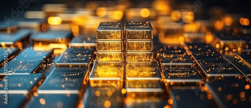 capital marketing golden banking chart exchange invest value, Growth gold bar financial investment stock diagram