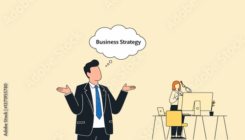 Professional in business suit contemplating strategy in modern office, success