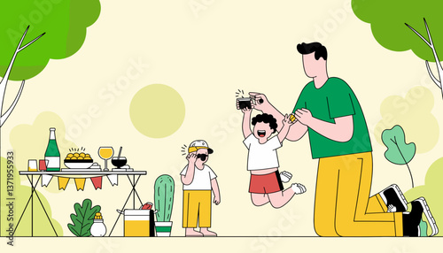 Joyful parent playing with toddler in sunny backyard, family fun