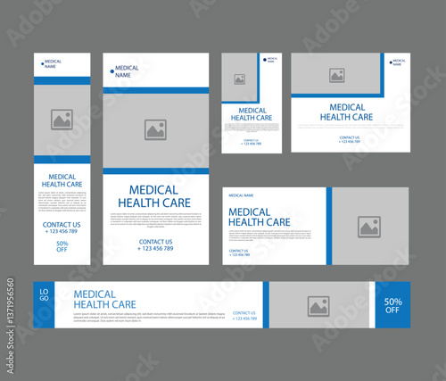 Medical healthcare service Social Media Post Template, hospital clinic promotion web banner, medical social media post, business promotion banner for doctor, medical social media post set