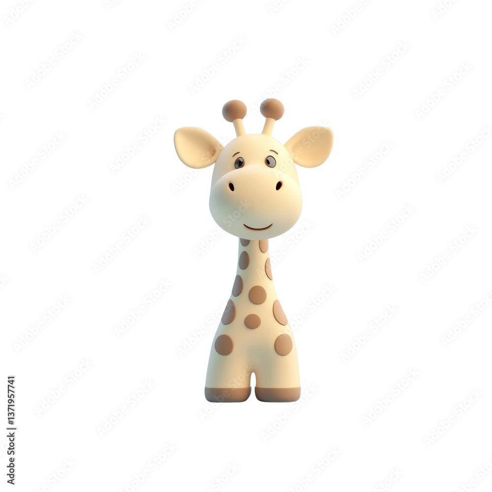 Obraz premium Adorable 3D Render of a Cartoon Giraffe