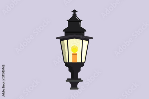 Garden light box.  Park bench concept. Colored flat vector illustration isolated