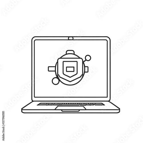 サイバーセキュリティのラップトップ｜Cybersecurity Laptop Illustration
