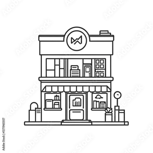 文房具店のファサードイラスト｜Stationery Store Front Illustration