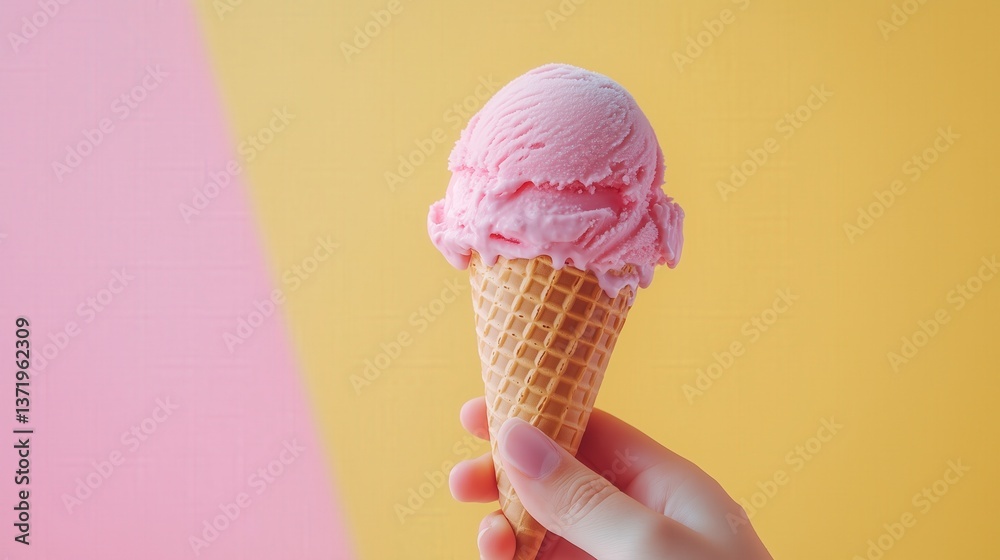 Melting ice cream cone in hand, dripping under summer heat, vibrant pastel background, warm and fun vibes Melting ice cream cone in hand, dripping under summer heat, vibrant pastel background, warm and fun vibes