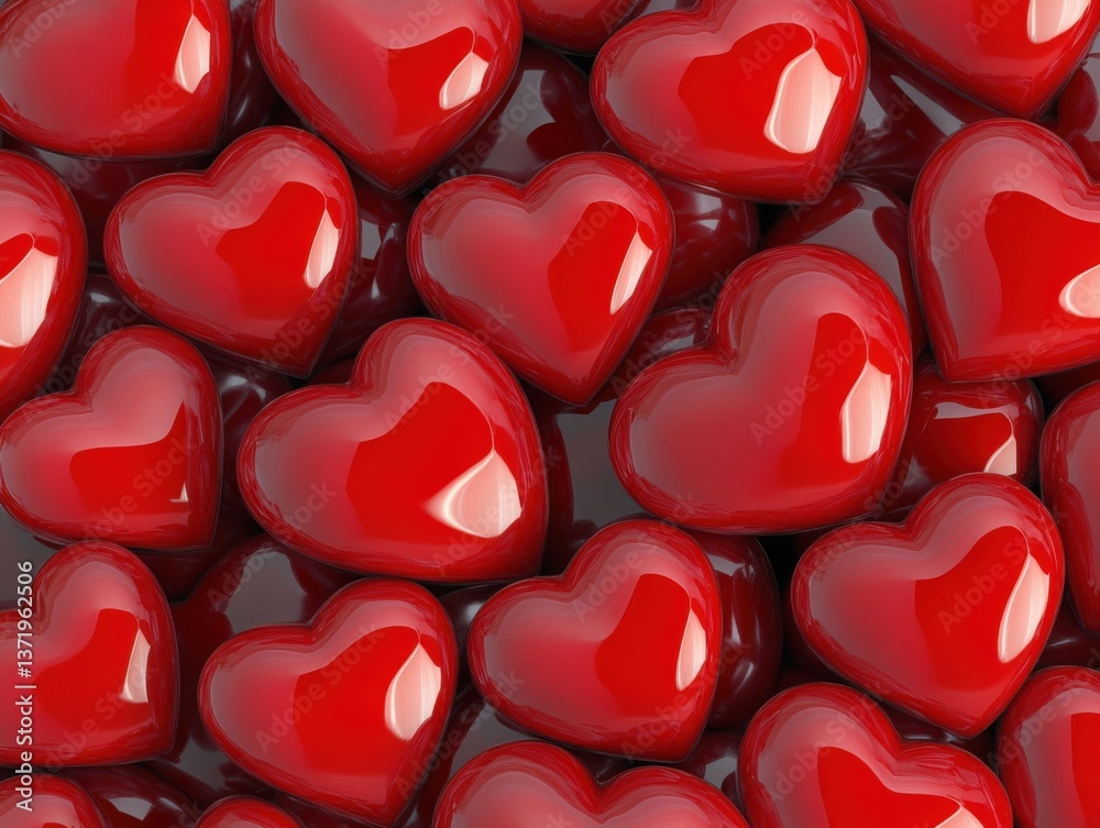 Pile of red heart shapes Pile of red heart shapes