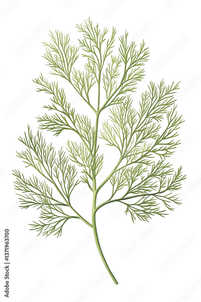 Obraz premium A Detailed Botanical Study of a Delicate Green Herb Leaf Isolated on a Black Background, Showcasing Its Intricate Structure and Natural Beauty