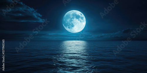 Glowing Full Moon Over an Enchanted Dark Forest for Fantasy, Magical Landscapes, and Nighttime Photography Projects photo