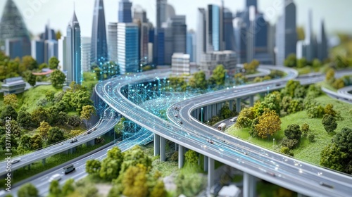 City highway model, digital overlay