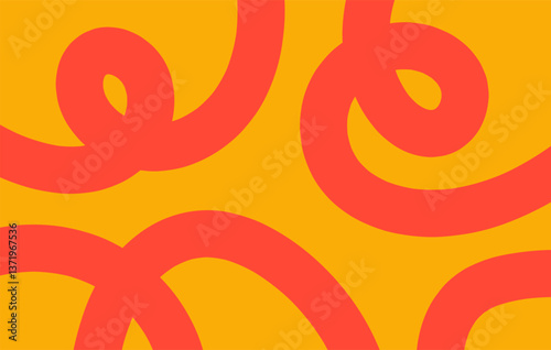 Abstract horizontal background with dynamic linear waves. Trendy vector illustration in style retro 60s, 70s. Red and yellow colors