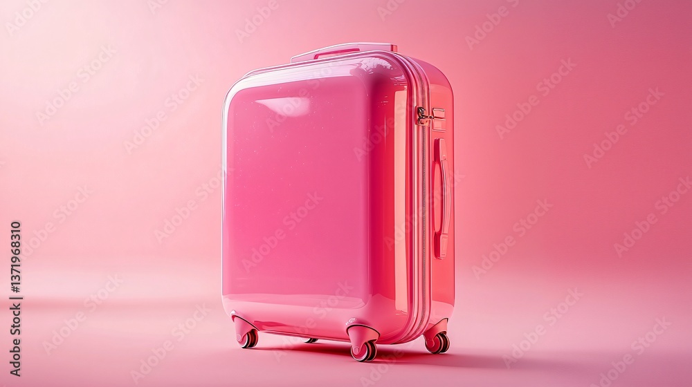Bright Pink Travel Luggage on Soft Pink Background for Stylish Journey and Adventure Bright Pink Travel Luggage on Soft Pink Background for Stylish Journey and Adventure