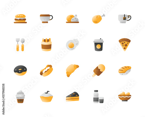 Food and Beverage Gradient Icon for Restaurant Background Requirement.