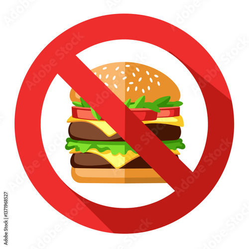 No Hamburger Symbol with Red Circle  