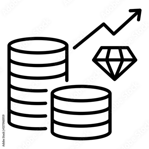 Wealth growth icon, representing financial prosperity and high-value investments. Symbolizes premium earnings, profit maximization, and financial success