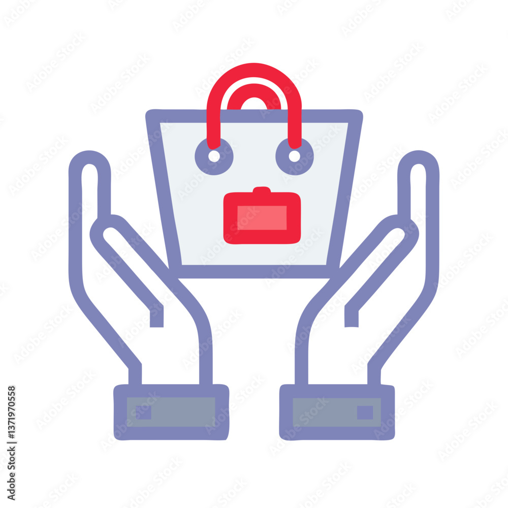 Hands Holding Grocery Bag Icon  