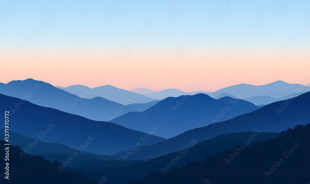 Fototapeta premium The Great Smoky Mountains at dusk, Generative AI