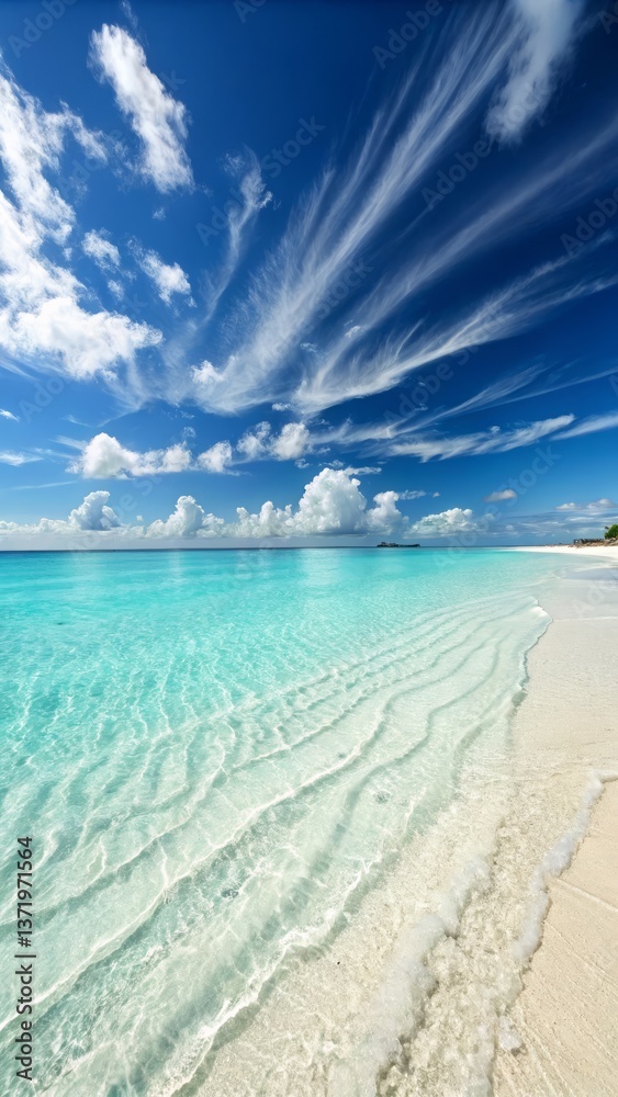 Fototapeta premium Tranquil Tropical Beach with Clear Blue Waters