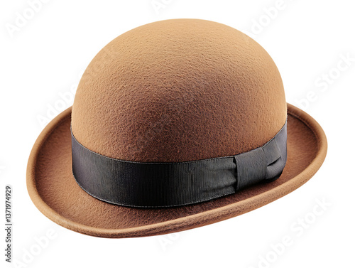 Obraz na płótnie brown bowler hat on Transparent Background 