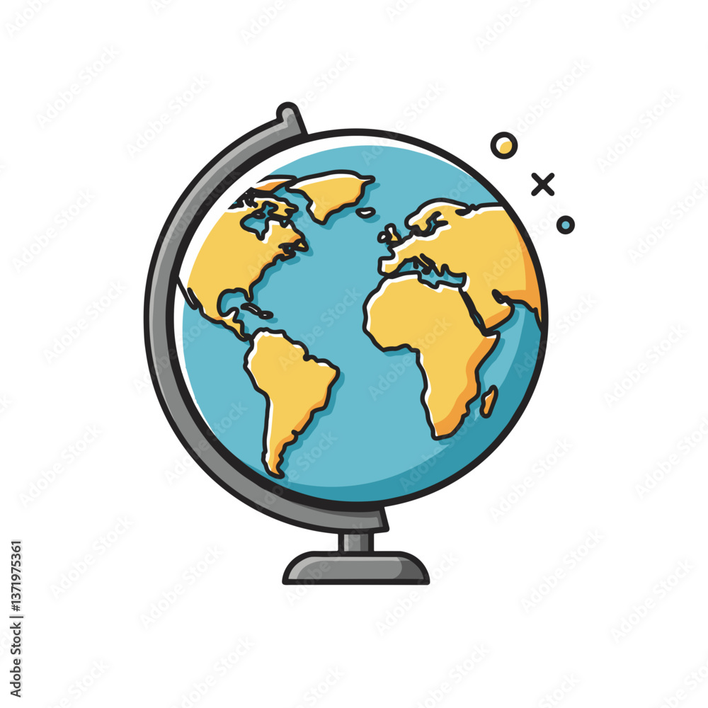 Colorful globe illustrating Earth on a stand Colorful globe illustrating Earth on a stand