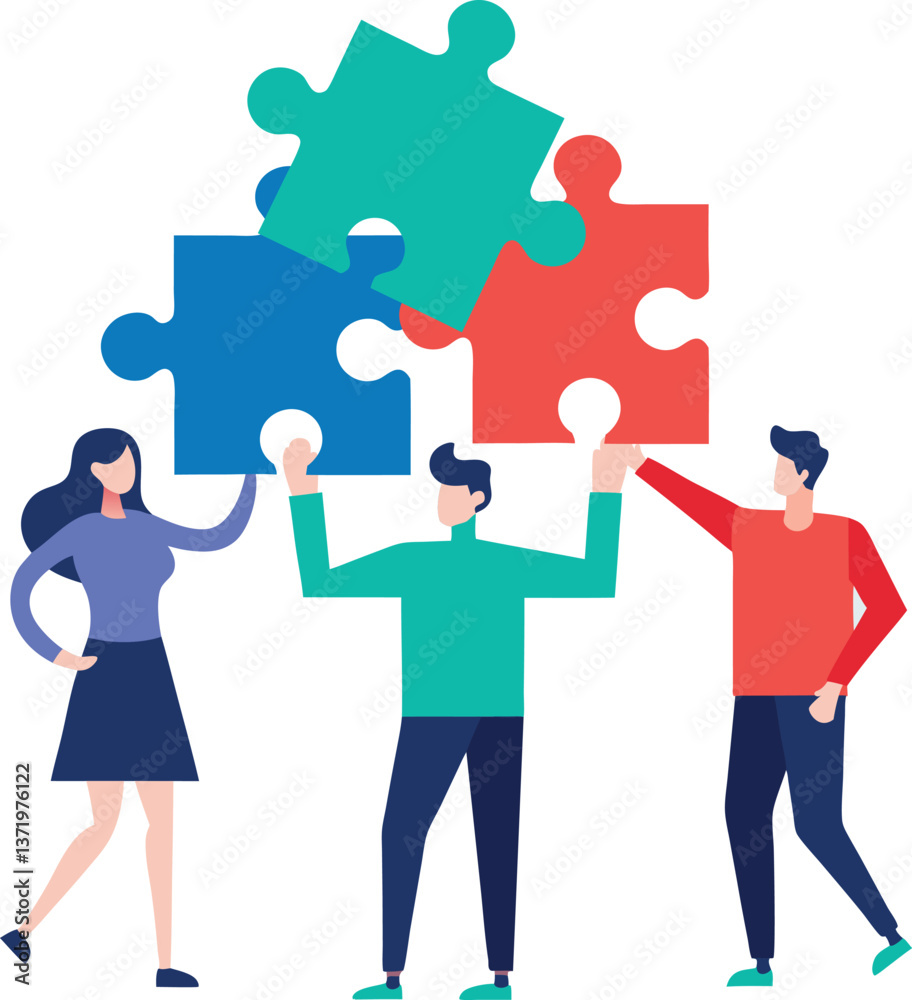 Teamwork and Collaboration Concept - Business Puzzle Assembly Teamwork and Collaboration Concept - Business Puzzle Assembly