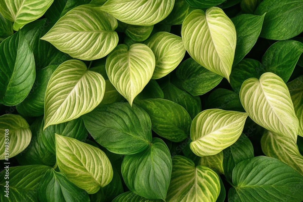 Green leaves in a lush garden capturing the essence of summer, perfect for ecological wallpaper Green leaves in a lush garden capturing the essence of summer, perfect for ecological wallpaper