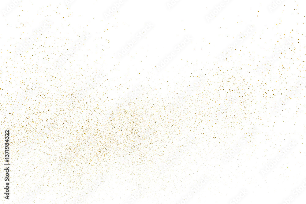 Gold texture pattern on transparent background. Old paper surface. Light golden confetti. Yellow Illustration backdrop. PNG design element.