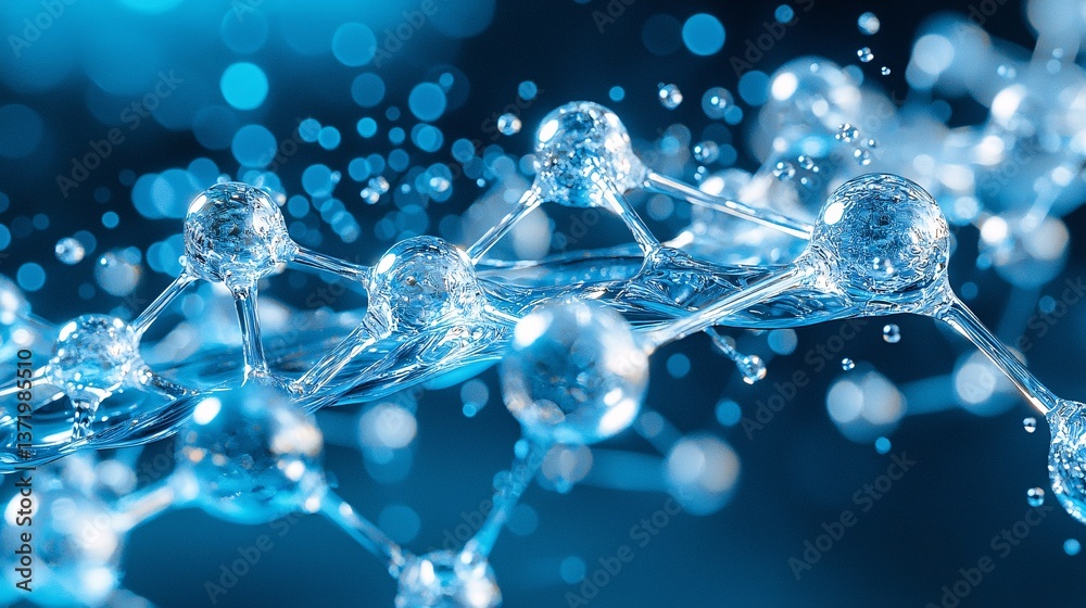 Chemicals Laboratory Environmental. Molecular structure with blue bokeh background. Chemicals Laboratory Environmental. Molecular structure with blue bokeh background.