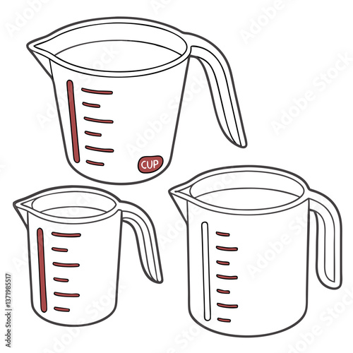 Set of Durable Plastic Measuring Cups in Various Sizes. Perfect for: Christmas Baking, Home Kitchens, Cooking Schools, Pastry Shops