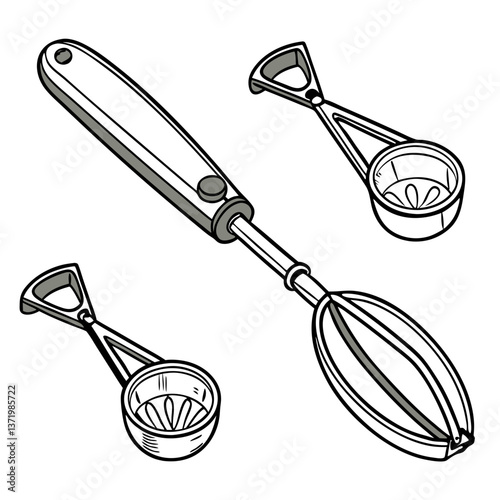 Set of Stainless Steel Ice Cream Scoops with Ergonomic Grips. Perfect for: Summer Parties, Ice Cream Shops, Home Kitchens, Dessert Buffets