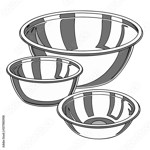 Set of Stainless Steel Mixing Bowls in Various Sizes for Baking and Meal Prep. Perfect for: Christmas Baking, Home Cooking, Professional Kitchens, Cooking Schools