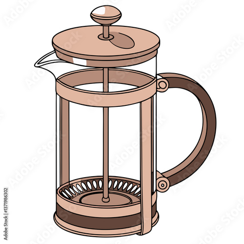 Stylish Copper French Press Coffee Maker with Glass Body and Plunger. Perfect for: Christmas, Coffee Lovers, Home Cafés, Coffee Shops