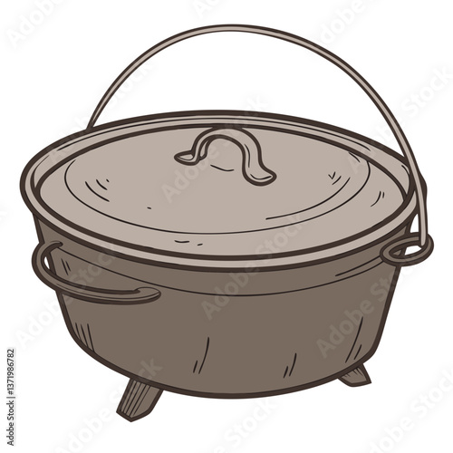 Traditional Cast Iron Dutch Oven with Round Shape and Sturdy Lid. Perfect for: Christmas, Thanksgiving, Home Cooking, Professional Kitchens